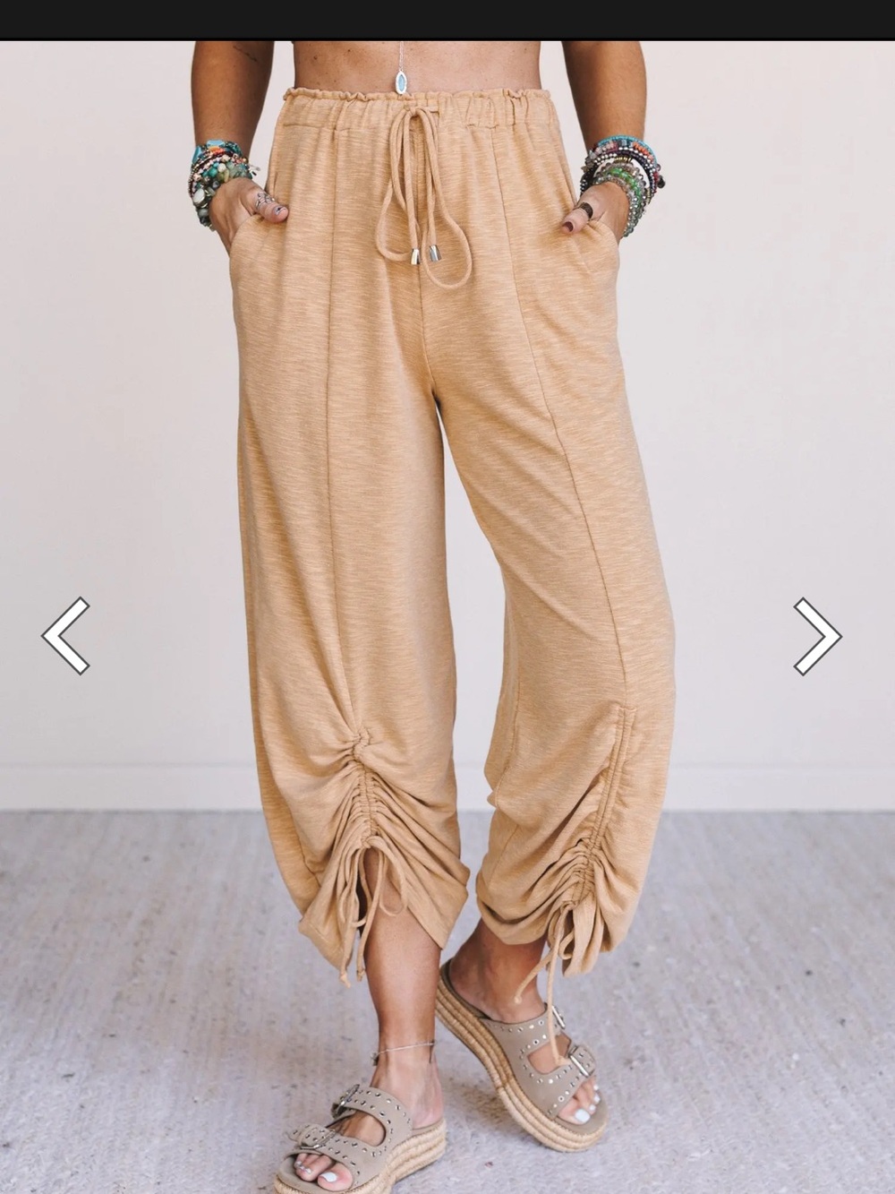 Drawstring Ruched-Hem Jogger Pants